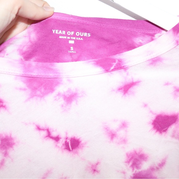 Year of Ours | Boyfriend Long Sleeve Pink Tie Dye Tee Size Small - Picture 7 of 8